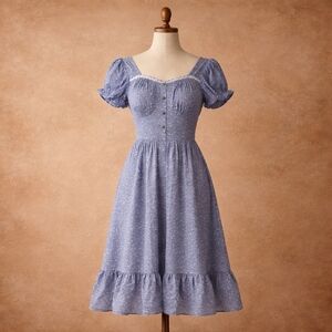 Nwt Ivy City Co Bridget Dress Floral CottageCore Ruffle Blue XS